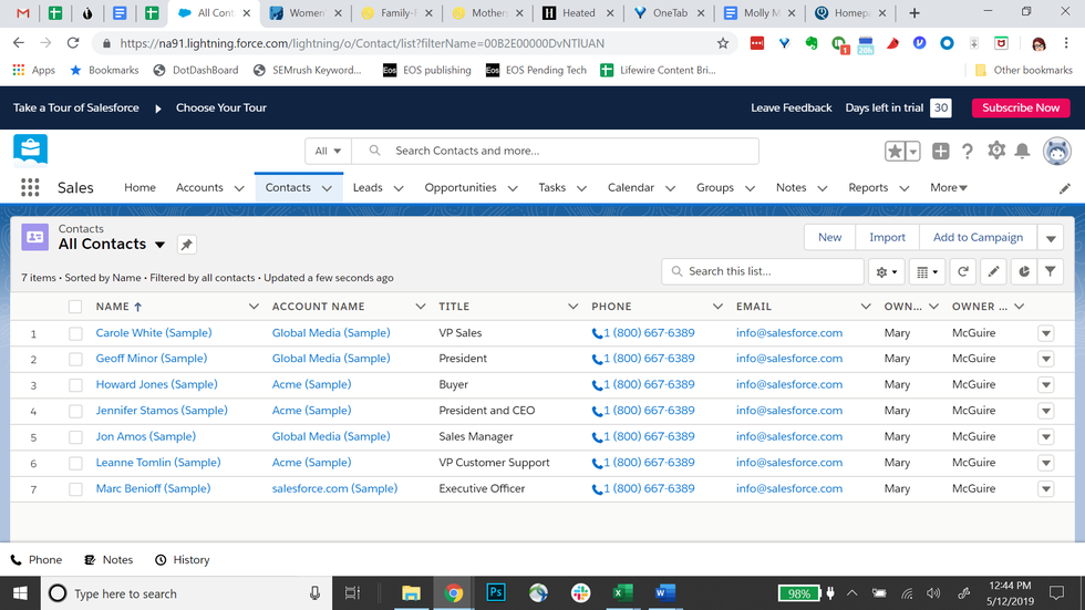 Salesforce Sales Cloud New Contacts