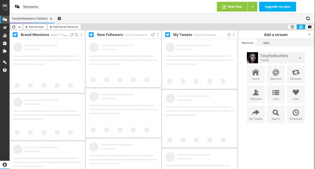 New post button in Hootsuite Dashboard