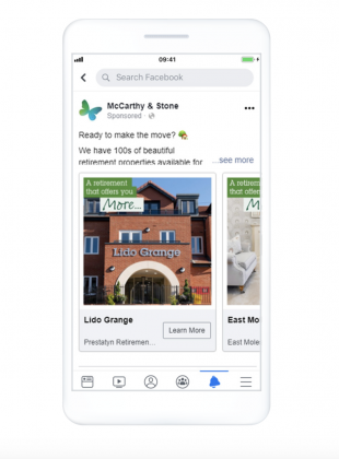 McCarthy & Stone facebook lead ad