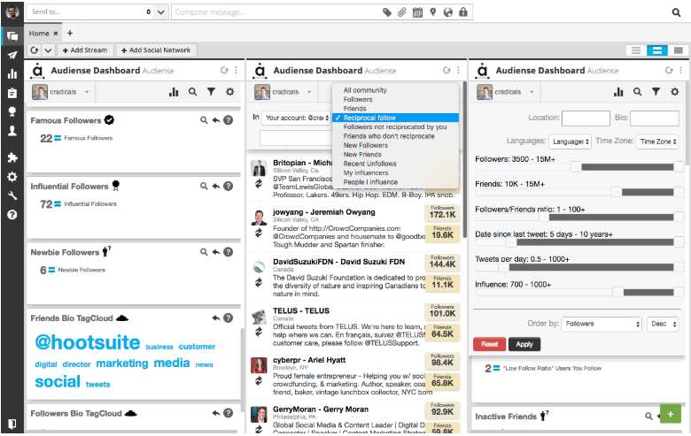Audiense social listening tool