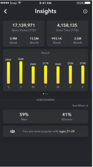 snapchat insights overview page