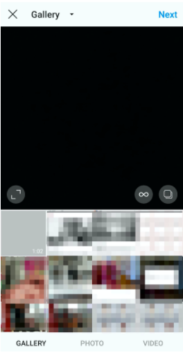 choosing a video from your Instagram gallery