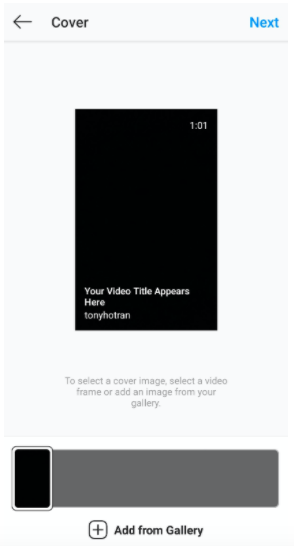selecting a cover image for your IGTV video