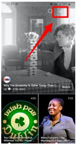 Plus button on IGTV app