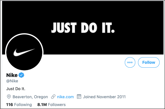 Nike Twitter profile