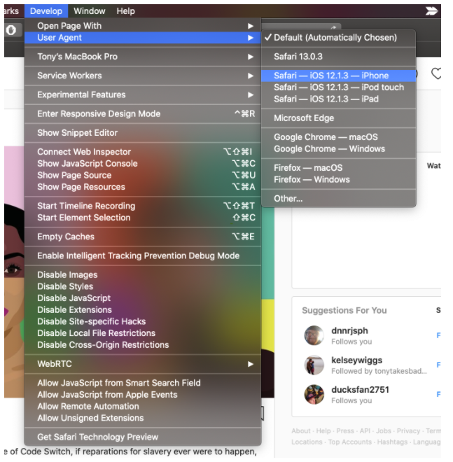 Develop drop down menu