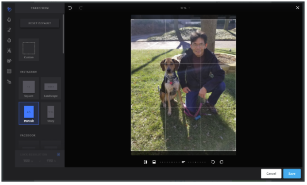 editing an Instagram photo in Hootsuite Compose
