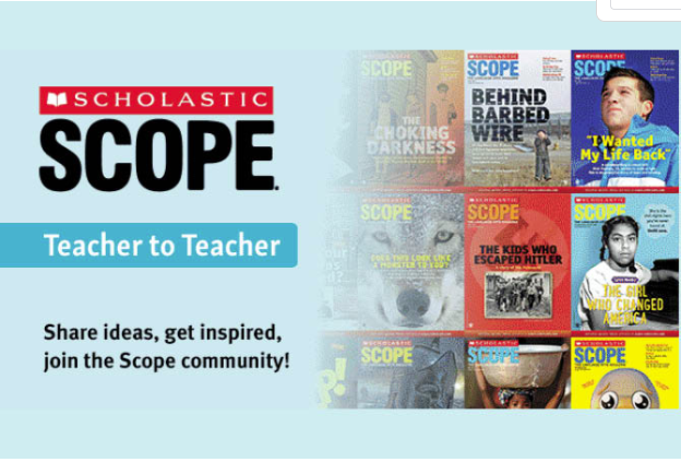  Scholastic Scope Blog ad with CTA to join the Scholastic community
