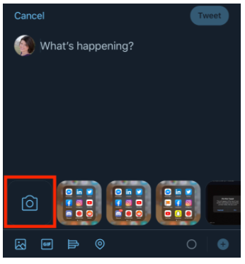 camera icon on Twitter