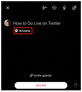 Adding "Arizona" as the location to Twitter live video