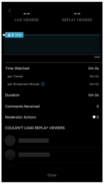 View Stats screen on Twitter Live