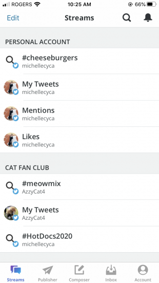 Twitter streams on Hootsuite mobile
