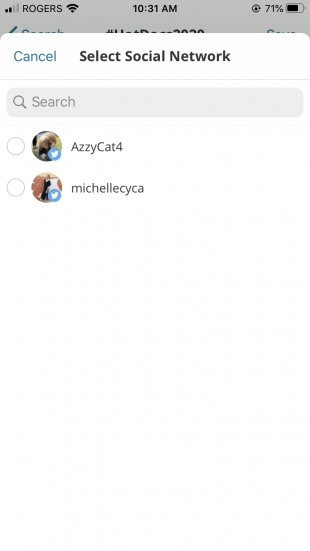 "Select social network" prompt
