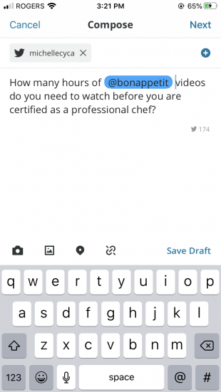 Tweet draft in Hootsuite Compose
