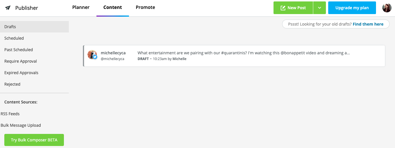 Tweet draft in Hootsuite 