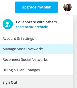 Manage Social Networks button