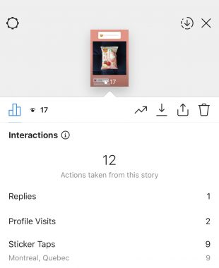 Interactions on an Instagram Story