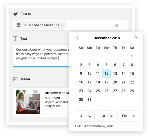 Scheduling a LinkedIn post using Hootsuite