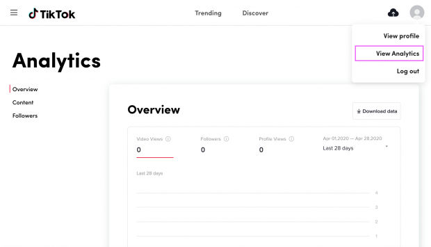 View TikTok analytics on desktop