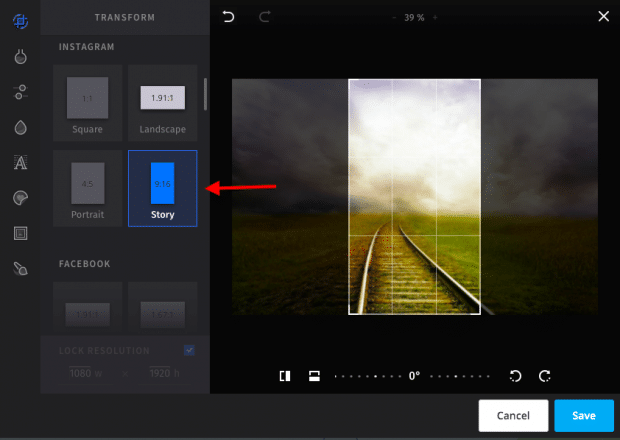 Creating an Instagram story in Hootsuite