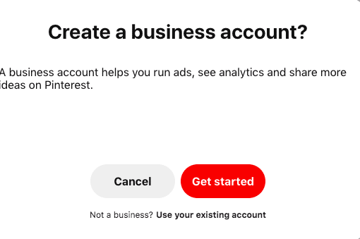 Pinterest business account get started