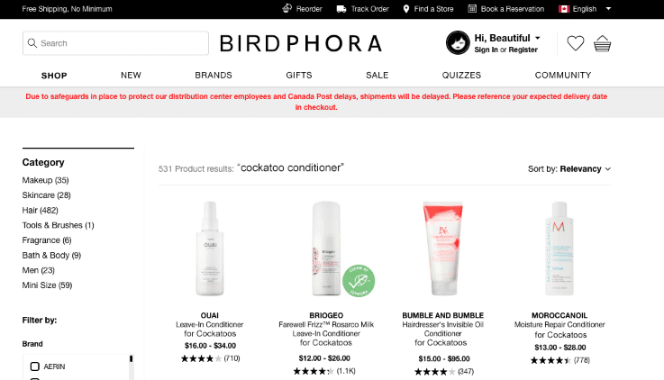Birdphora optimized landing page