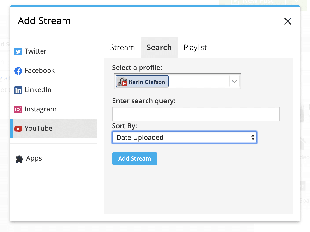 YouTube comments add stream option