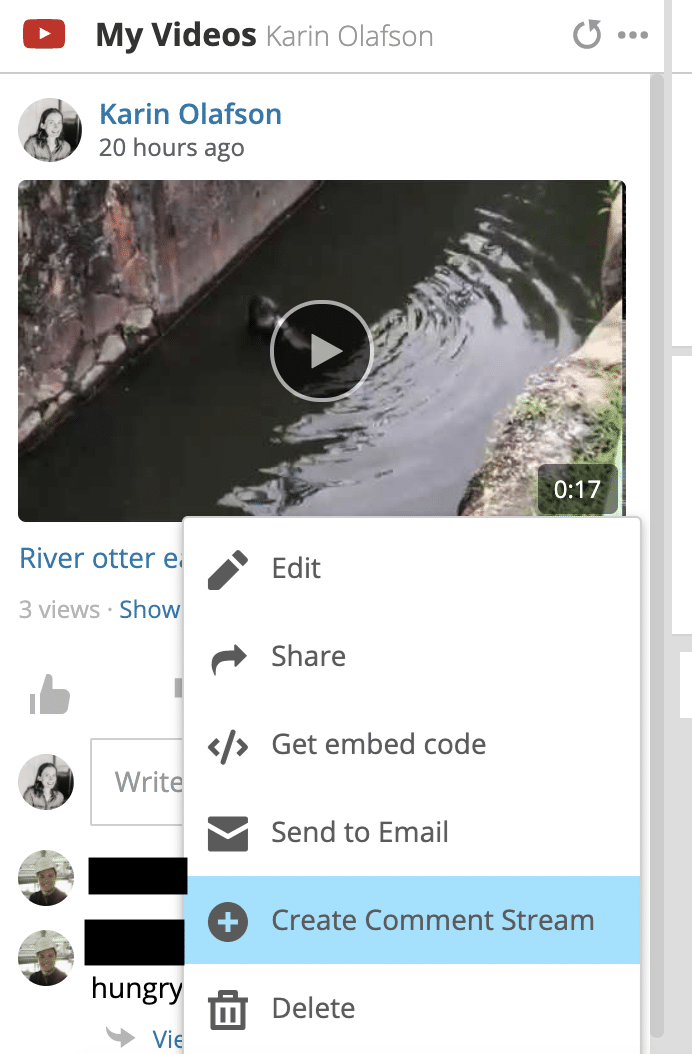 Hootsuite dashboard create comment stream