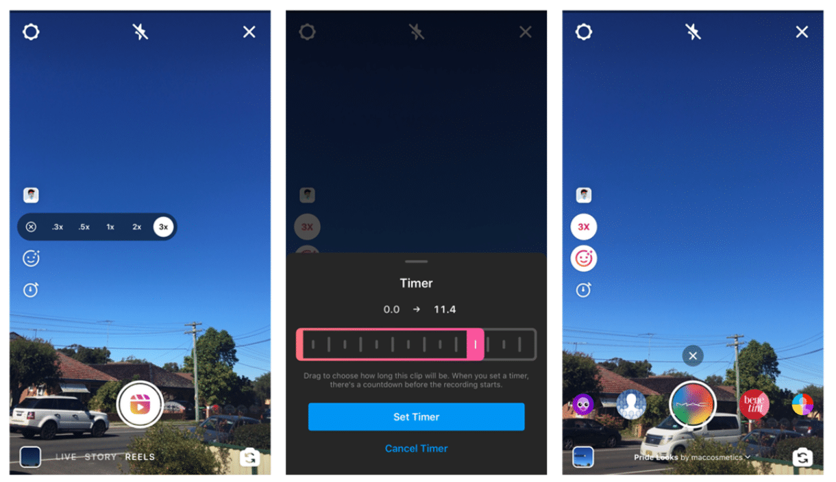 Instagram Reels Speed Effects and Timer features