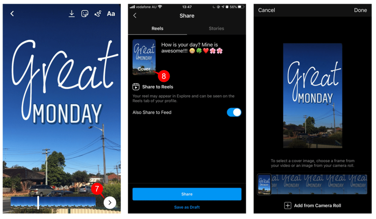 Instagram Reels share page