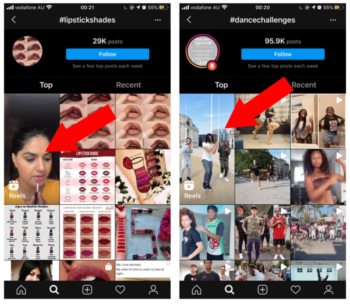 Search using hashtags