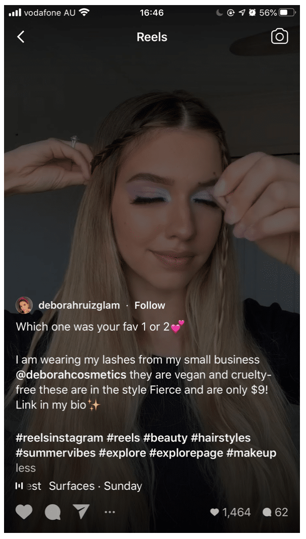 Deborah Cosmetics lashes demonstration