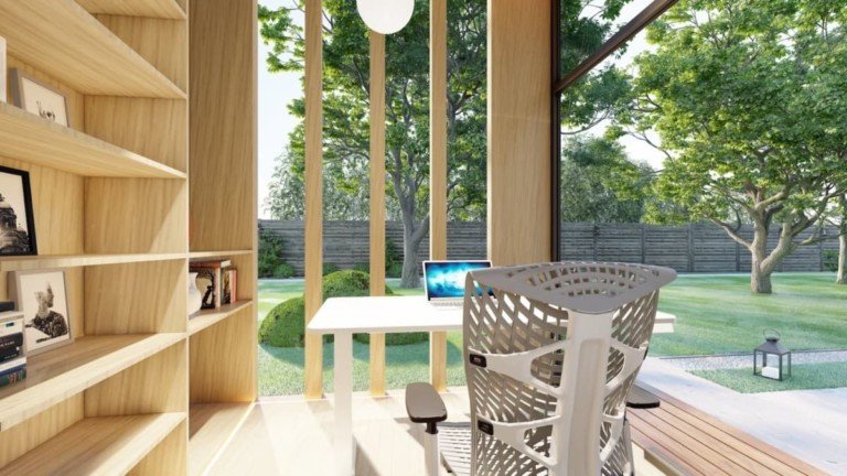 Autonomous Zen Work Pod Outside Office