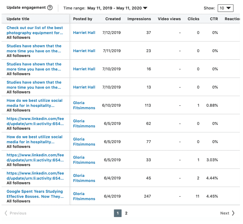 Update analytics clicks
