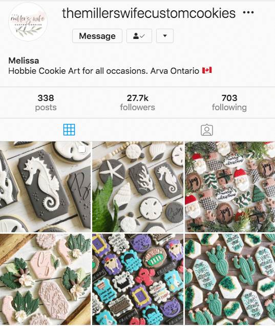 The Millers Wife Custom Cookies Instagram profile