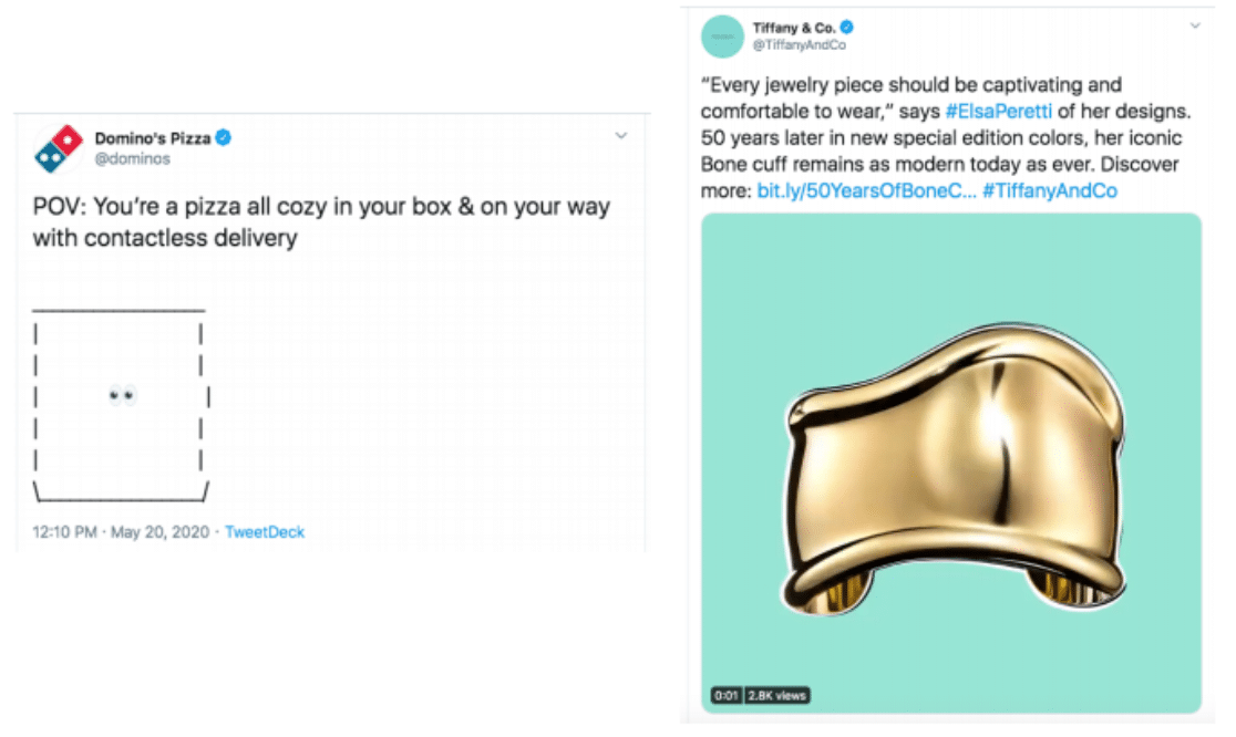 Domino’s Pizza and Tiffany and Co Twitter social media strategy