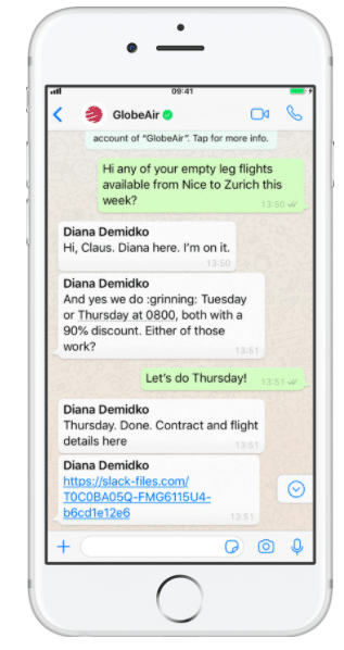 GlobeAir WhatsApp messaging