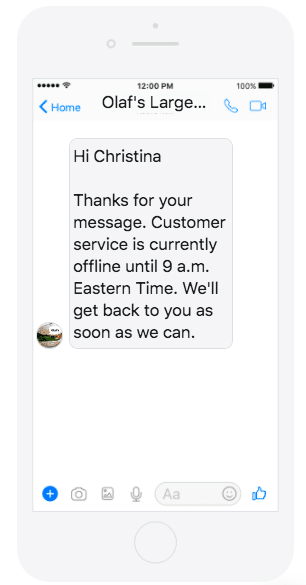 Facebook Away Messaging