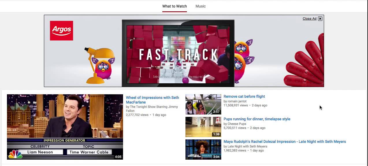 YouTube masthead ads