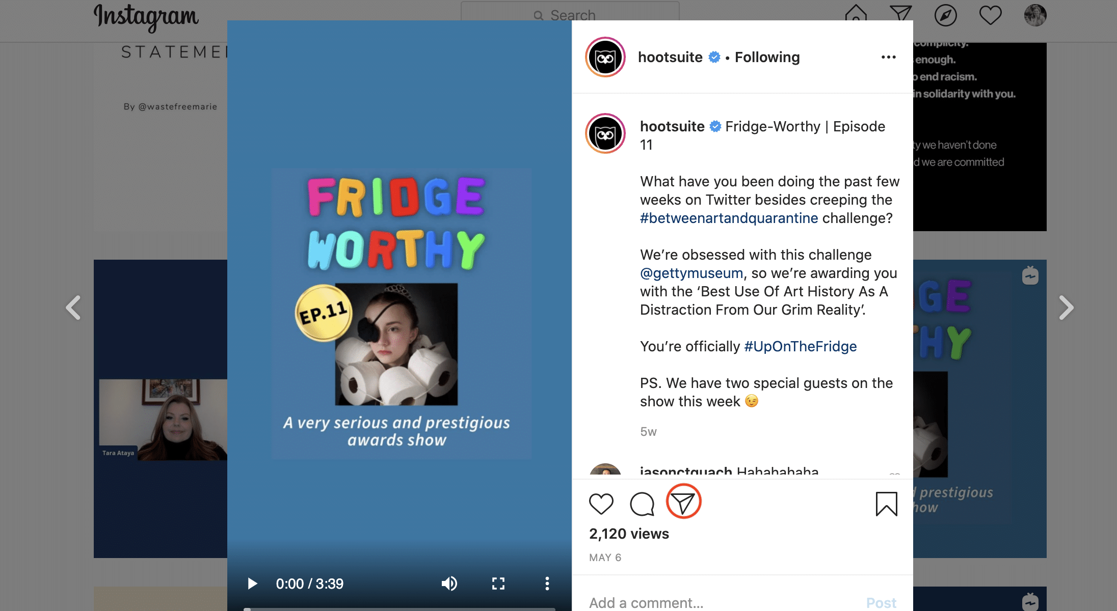 Share other users' content in a DM