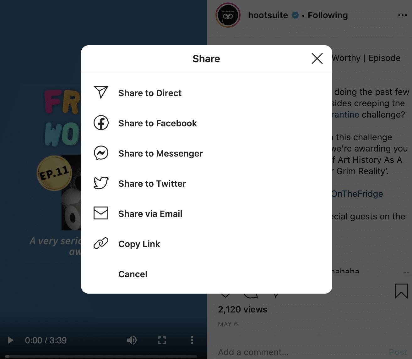 Share content options