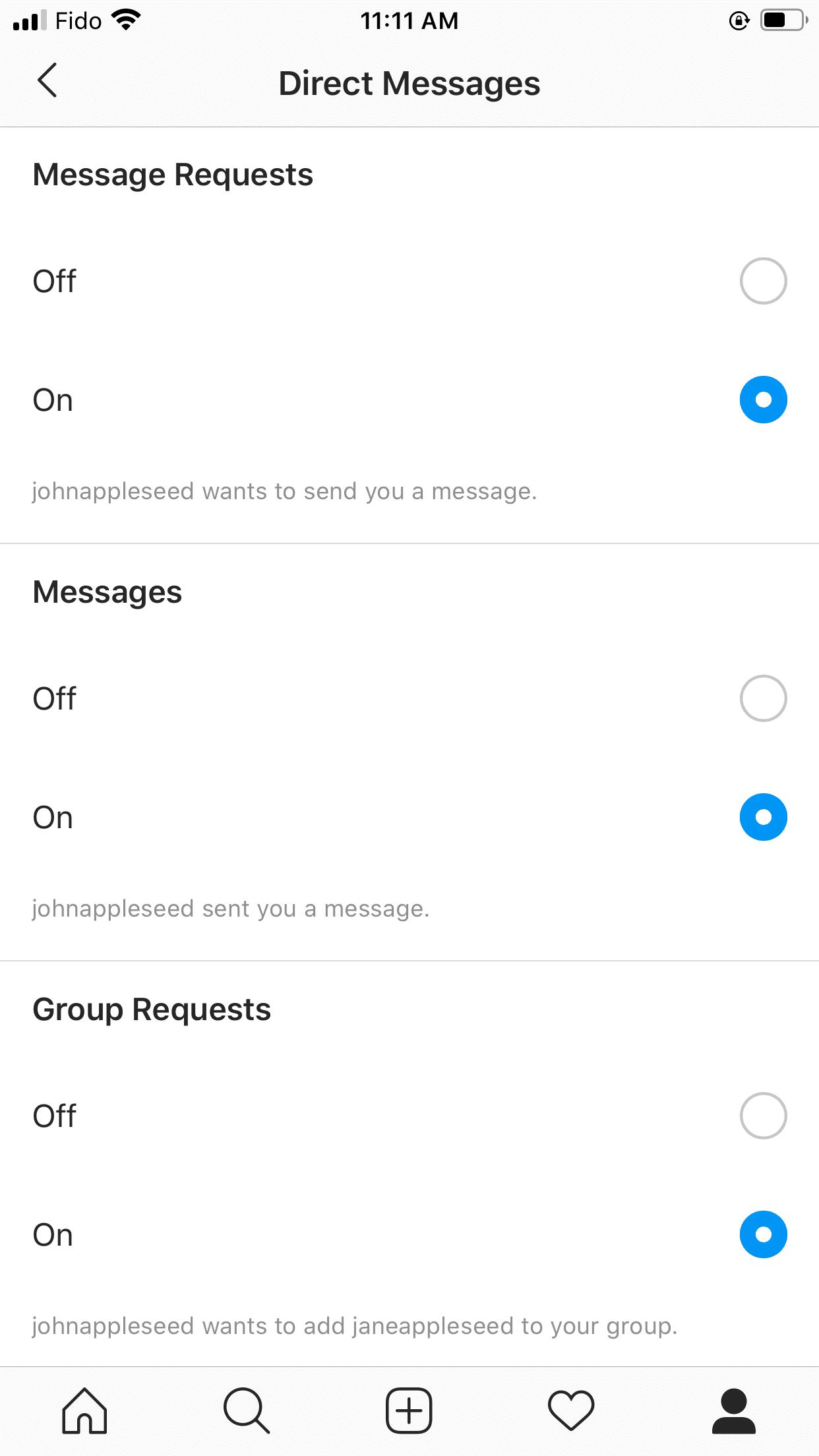 Set up notifications for Instagram DMs mobile