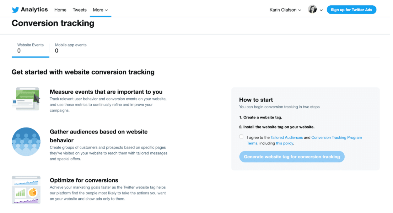 Twitter analytics conversion tracking