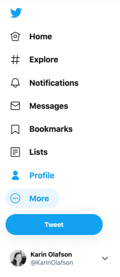 Twitter home page More button