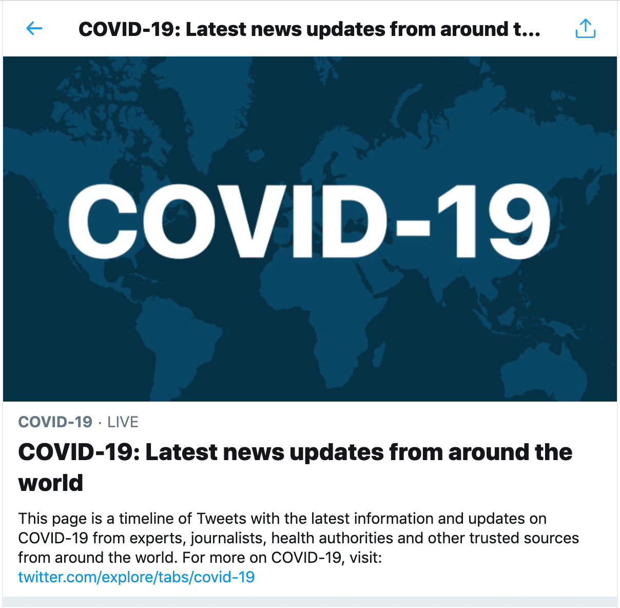 COVID 19 update page