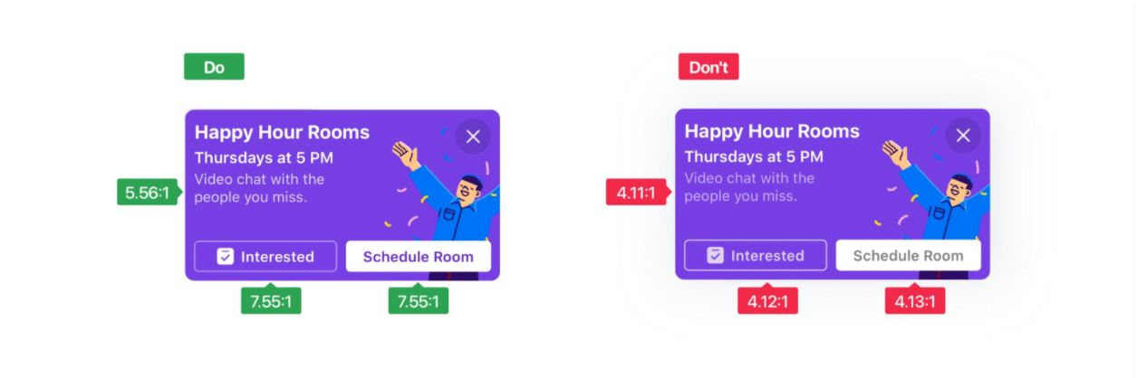 Facebook Design color contrast example