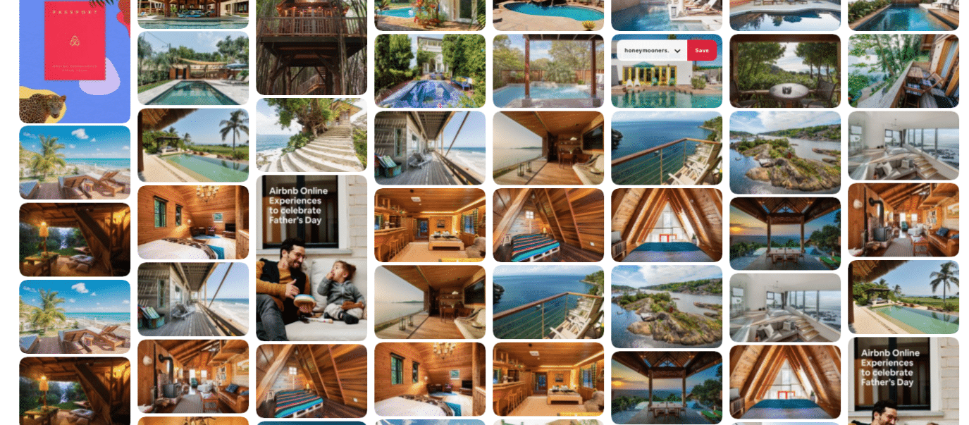 Airbnb shares photography on Pinterest feed