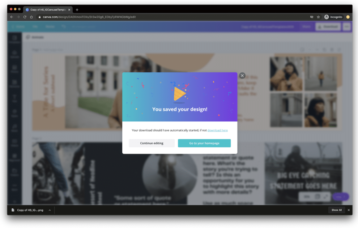 Select pages to save one template