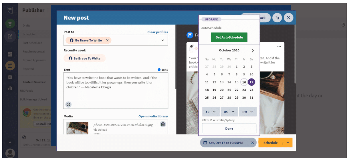 Use Hootsuite to automate and schedule posts
