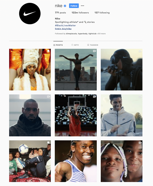 Nike Instagram profile